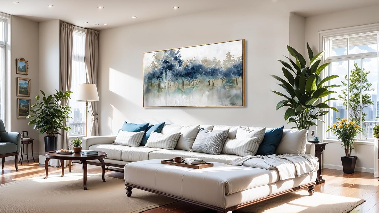 Wall Art Landscape Modern Wall Decor Canvas Painting Blue Ink Wall Art Large Artwork