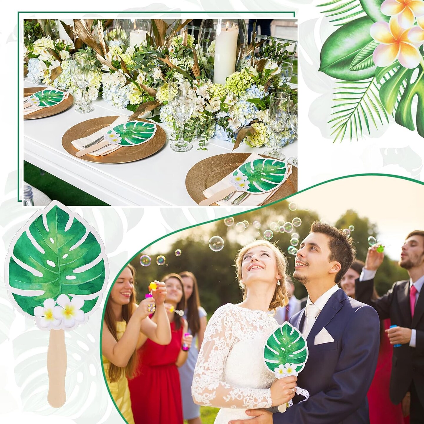 50 Pcs Hawaiian Luau Hand Fans Bulk, Hawaiian Luau Wedding Party Favors Decorations