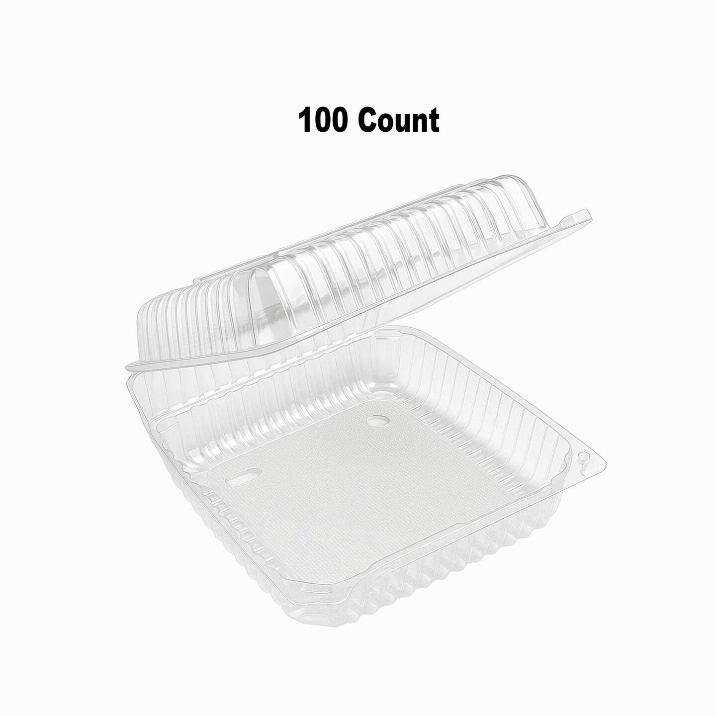 100 Count Clear Food Containers with Hinges 10x4 Inch Storage