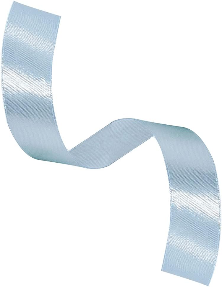 Solid Color Light Blue Satin Ribbon, 1 Inches x 25 Yards Fabric Satin Ribbon