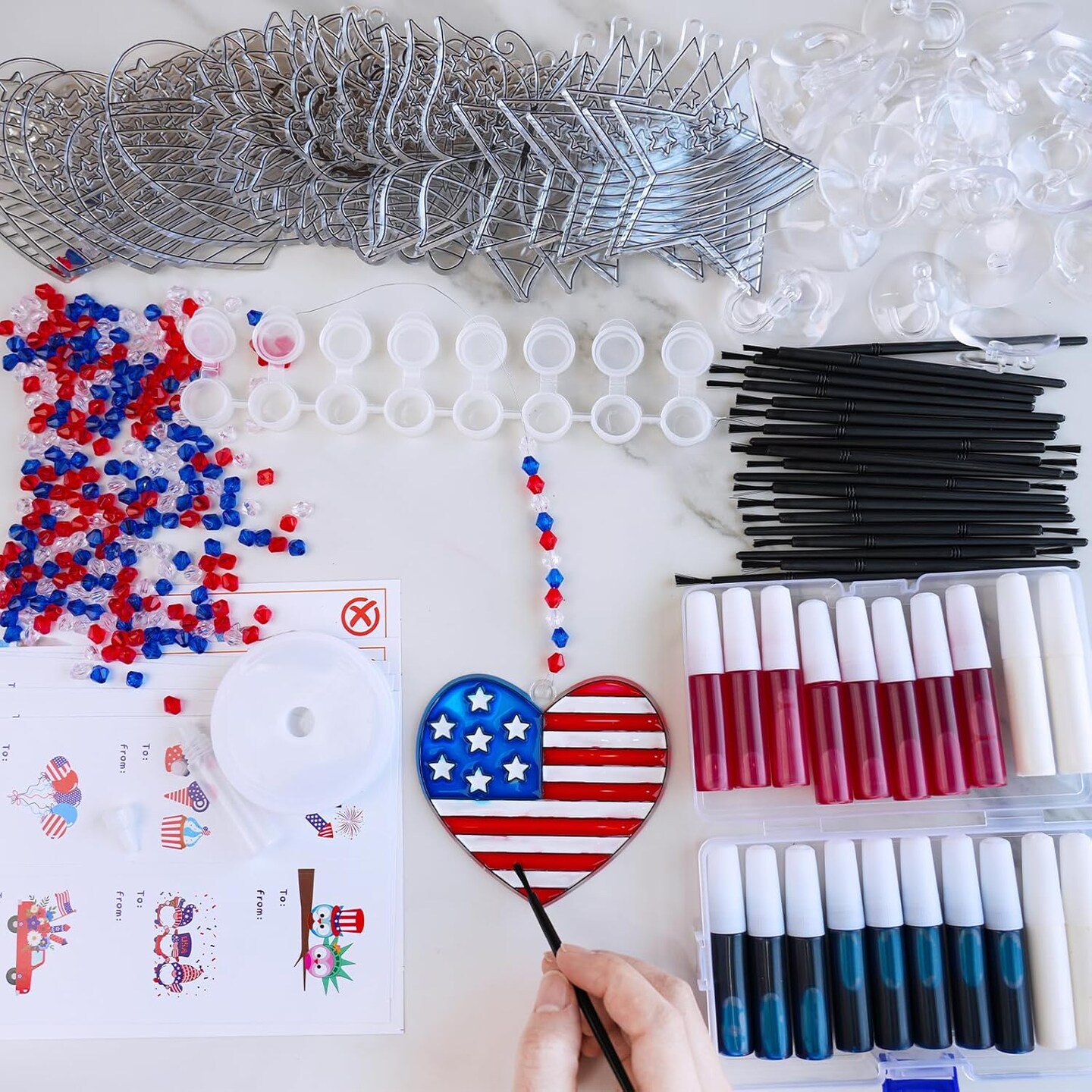 24 Sets Patriotic Suncatcher Ornaments Decoration