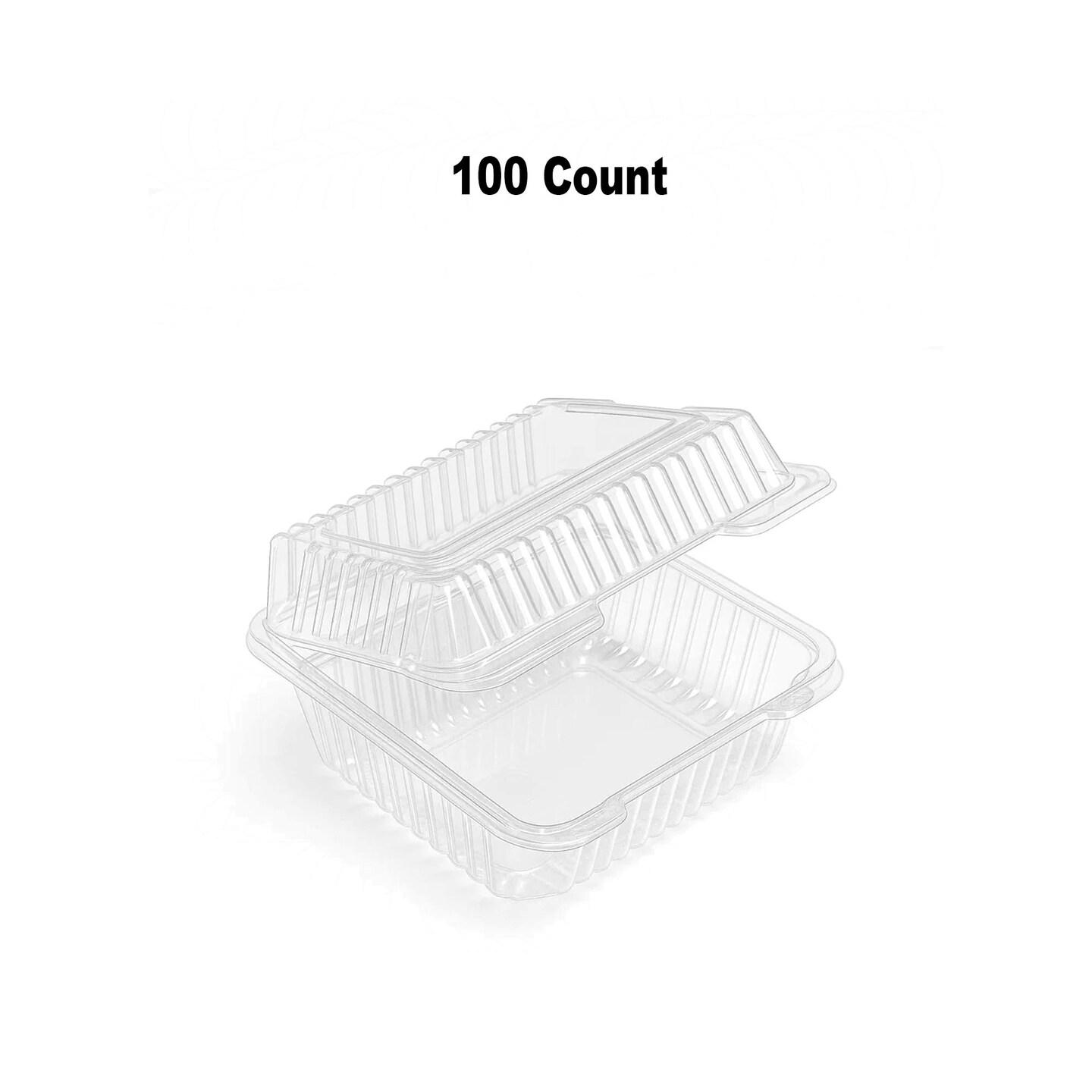 100 Count Heavy Duty Clear Plastic Containers Hinged 8 Inch Shallow Storage