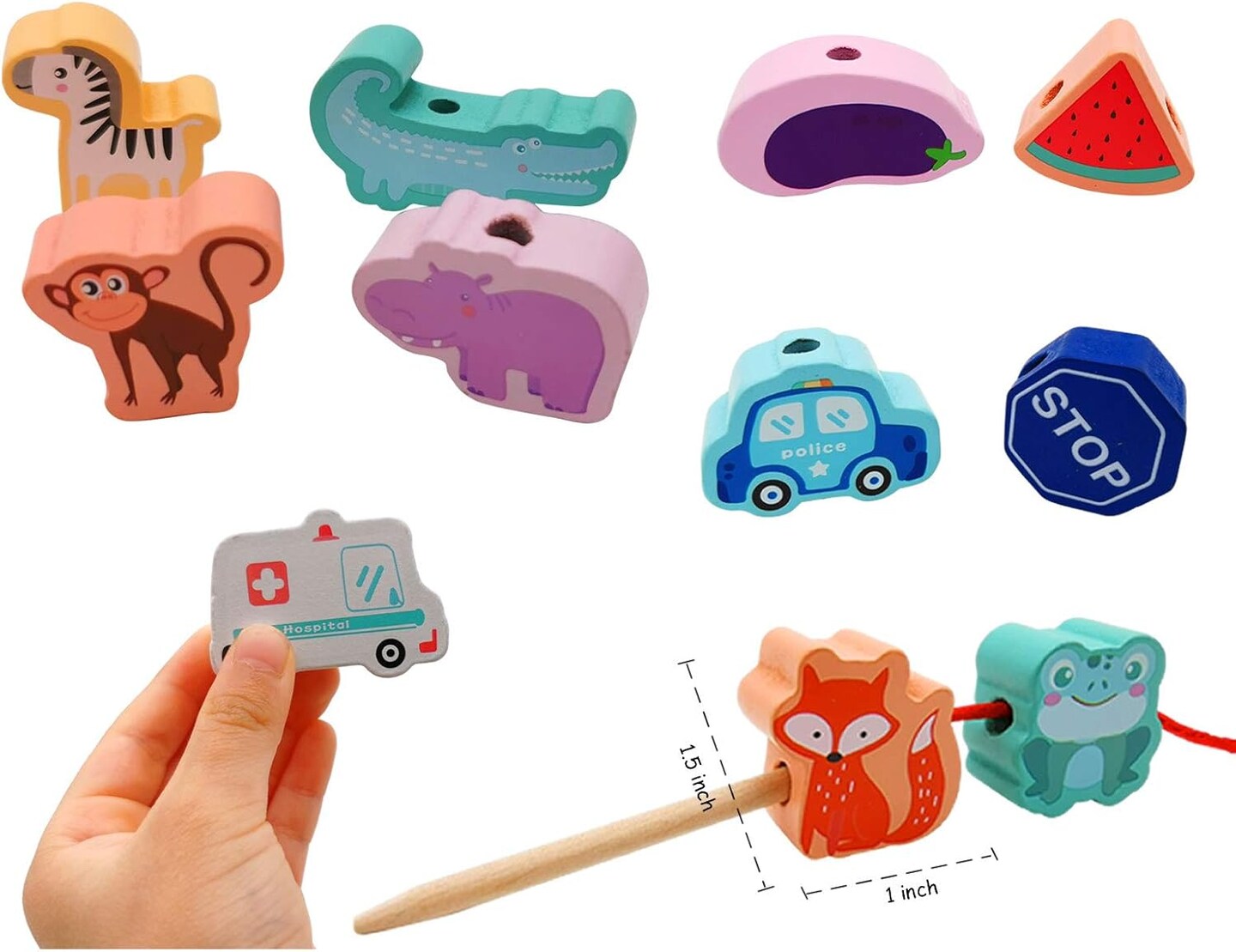 Montessori Educational Threading Toys Wooden Stringing