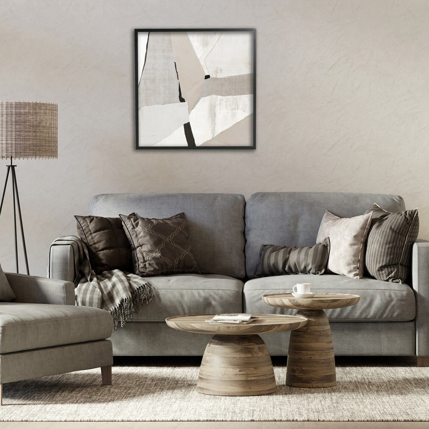 Stupell Industries Rugged Shapes in Beige Framed Giclee By Susan Jill