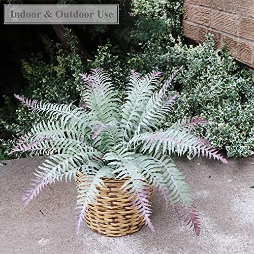 8-Pack – 20" Artificial Boston Fern Plants with 15 Dusty Fronds – 22" Wide Faux Greenery for Bulk Event Decor, Home, or Office – Durable, Maintenance-Free – No Pot