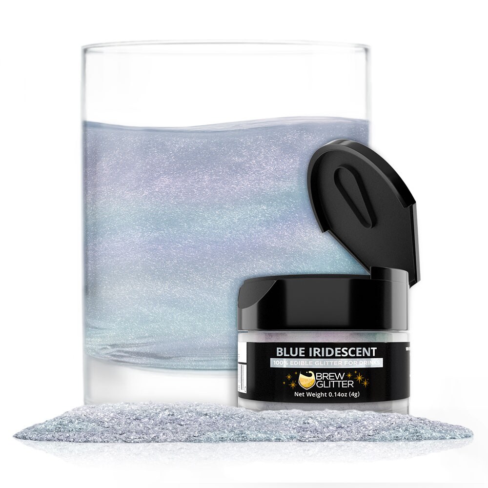 Brew Glitter - Blue Iridescent Edible Drink Glitter (4g, x1 Flip-Cap Jar) for Beer, Cocktails and Beverages