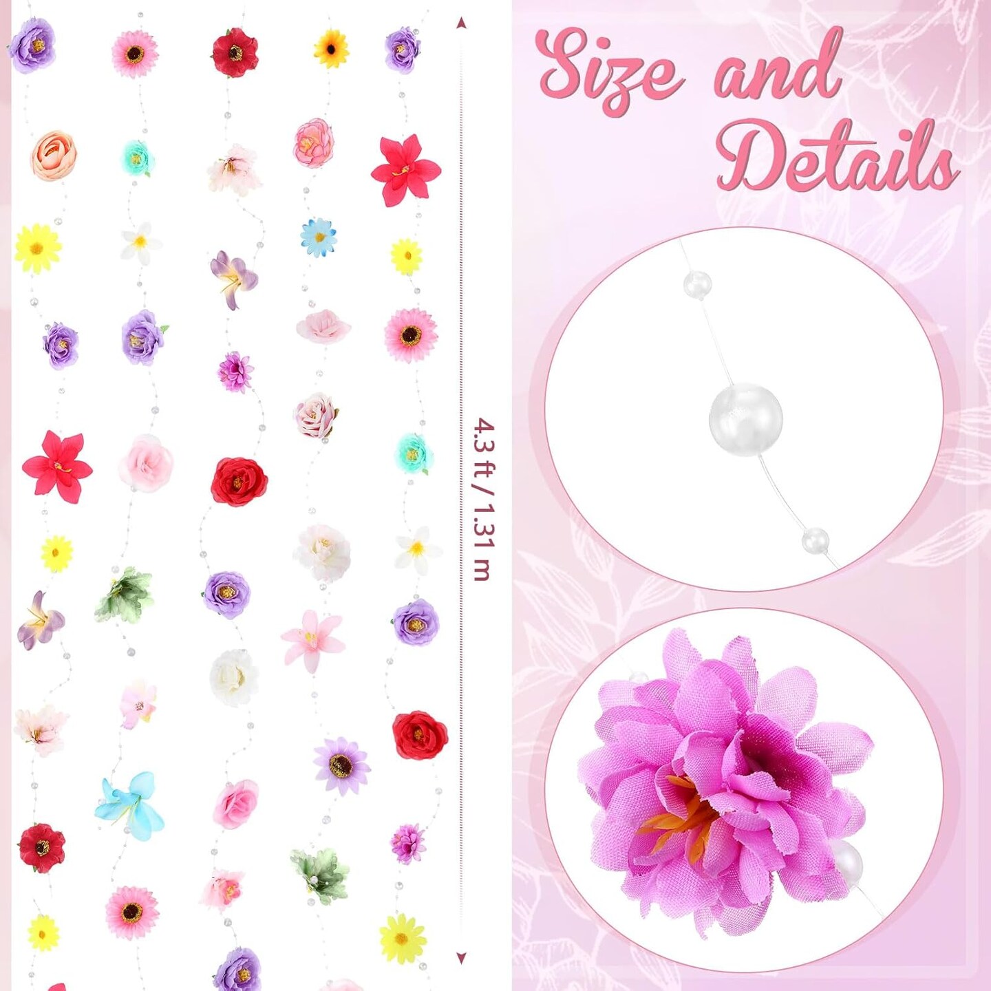 5 Pcs 21 ft Spring Wildflower Hanging Garland Ceiling Decoration