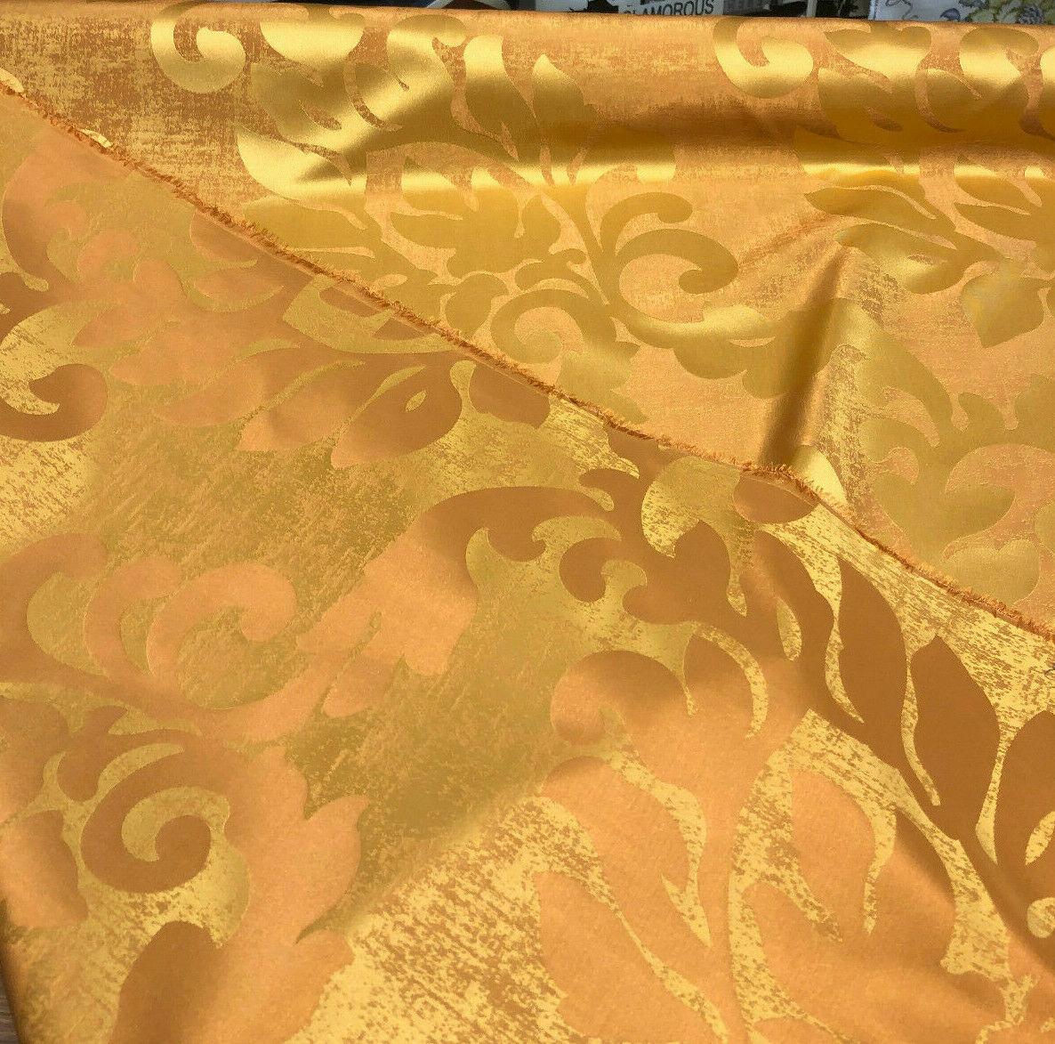 1 Yard Orange Gold Jacobean Reversible Drapery Upholstery Fabric Polyester Medium Weight 56 Inches Wide
