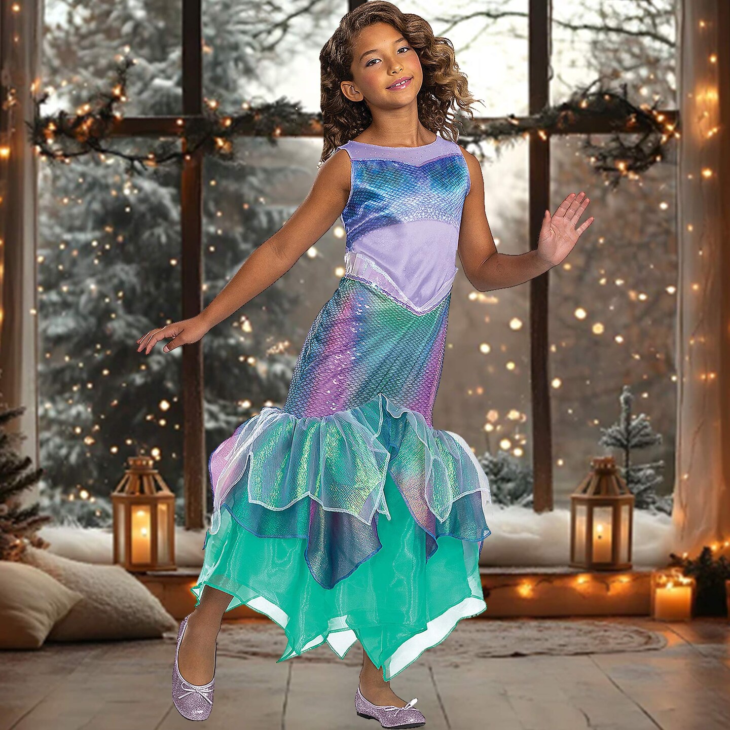 Deluxe Toddler Ariel Costume Little Mermaid Disney Dress Medium 3T&#x2013;4T