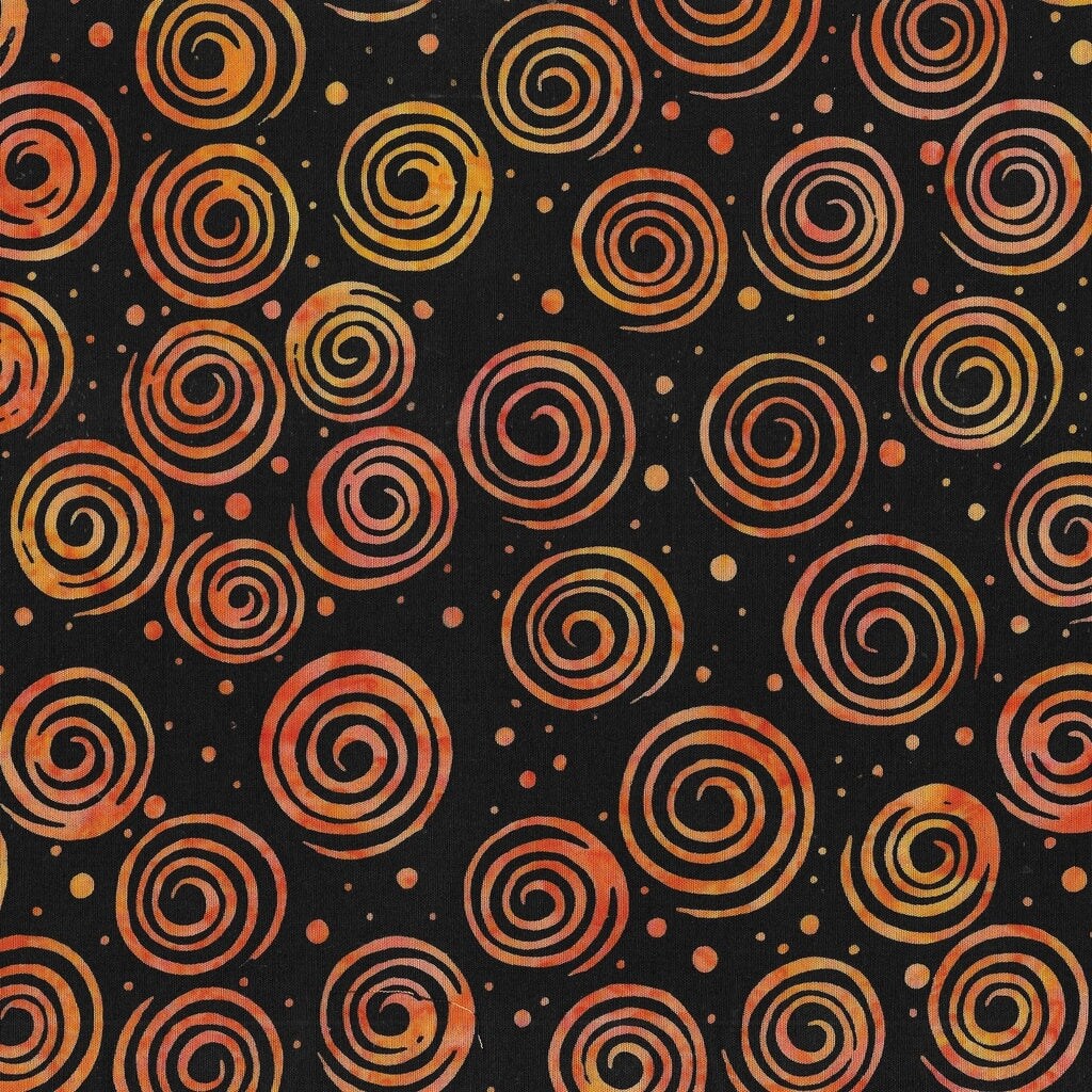 Fabric Lumin Black Spiral Dots Spooktacular Island Batiks by the Quarter Yard 122464795