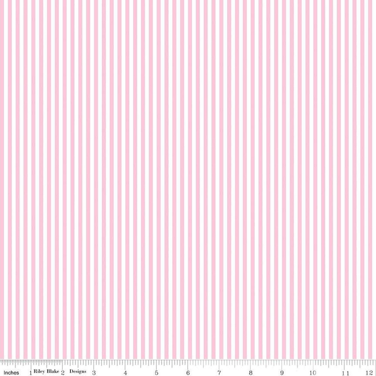 Fabric Riley Blake Basics White/Peony 1/8" Stripes by the Quarter Yard C495-PEONY