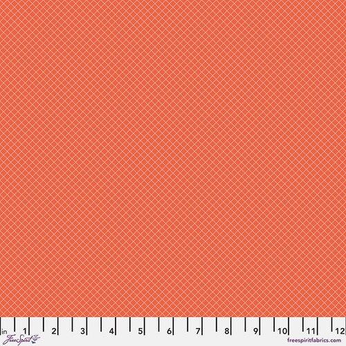 Fabric FreeSpirit Tula Pink Salmon On the Grid by the Quarter Yard PWTP255.SALMON