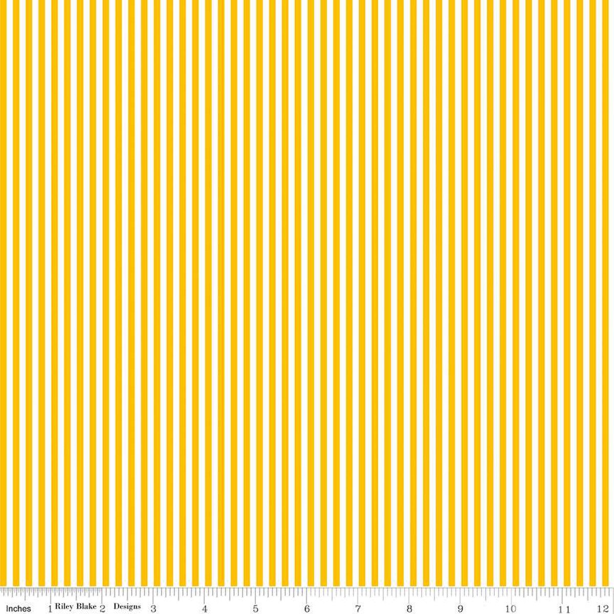 Fabric Riley Blake Basics White/Mustard 1/8" Stripes by the Quarter Yard C495-MUSTARD