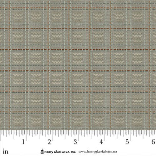 Fabric Henry Glass Blue Green Stitched Plaid Simply Charming by the Quarter Yard 3507-76