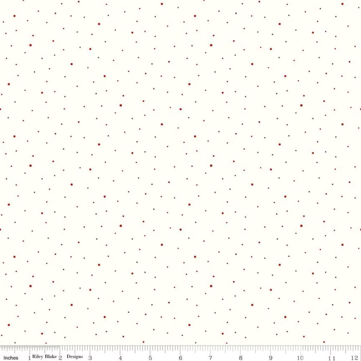 Fabric Riley Blake Basics Barn Red on White Dapple Dot by the Quarter Yard C645-BARNRED