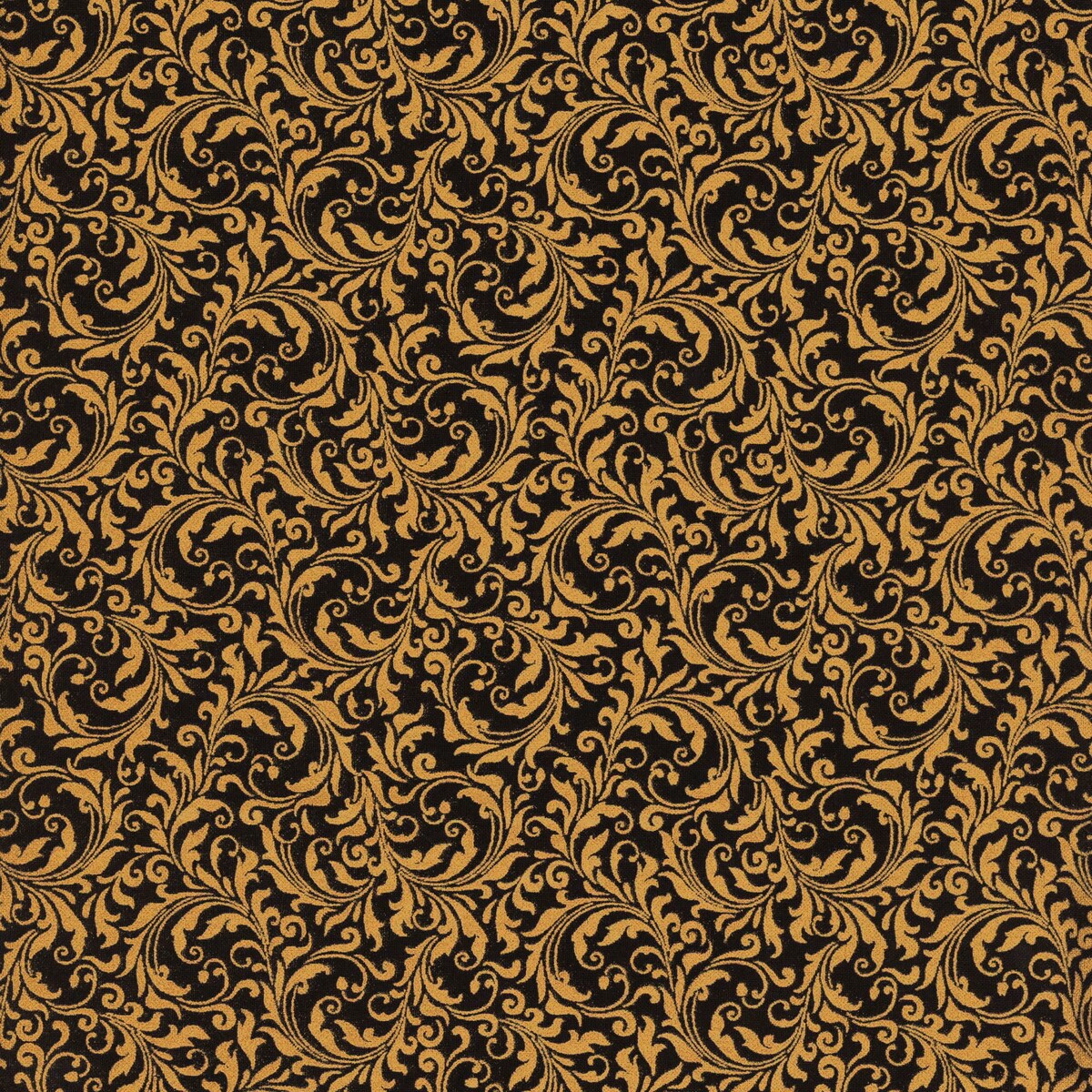 Fabric Hoffman Black Gold Scroll Blooming Holidays by the Quarter Yard X7790-4G