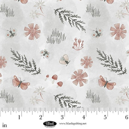 Fabric Blank Quilting Mist Tossed Motifs Petal & Pewter by the Quarter Yard 4572-90
