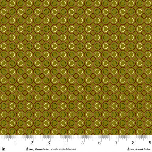 Fabric Henry Glass Evergreen Holiday Geometric Baubles & Balsam by the Quarter Yard 989-66