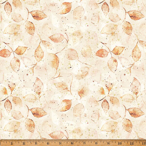Fabric Hoffman Cream Leaf Print Harvest Bouquet by the Quarter Yard X5547-33