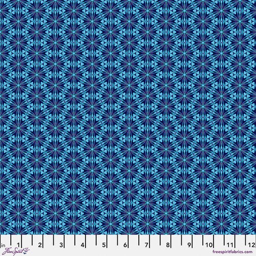 Fabric FreeSpirit Sapphire Cristalla Kaleidoscope by the Quarter Yard PWWR054.SAPPHIRE