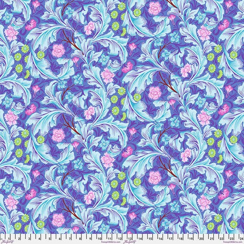 Fabric FreeSpirit Cobalt Leicester Kaffe x Morris & Co. 108" Wide Back by the Quarter Yard QBKW002.COBALT