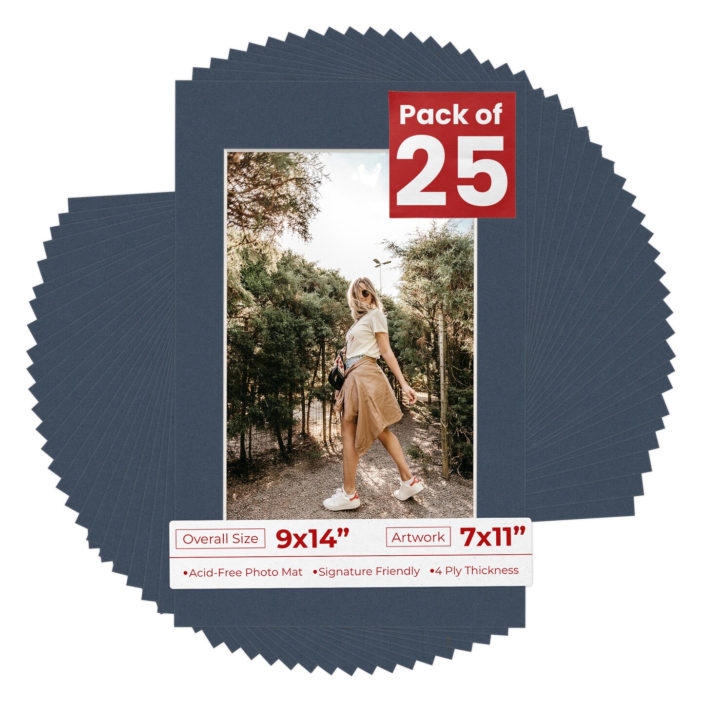 Navy Blue Mat Board for 9x14 Frames - Fits 7x11 Photos, Color: Blue ...