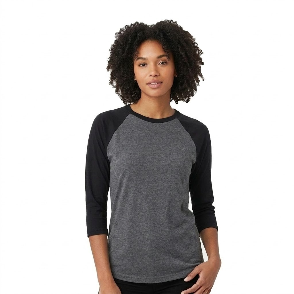 BELLA + CANVAS® Unisex Three-Quarter Sleeve Baseball Tee Raglan Contrast Sleeve Lightweight Retail Fit Shirt