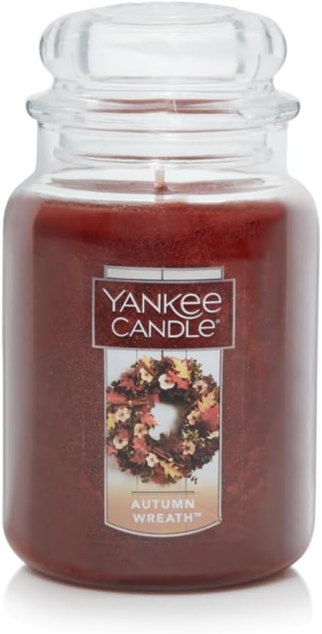 Autumn Wreath Scented, Classic 22oz Large Jar Single Wick Aromatherapy Candle with Over 110 Hours of Burn Time, Fall Fragrance