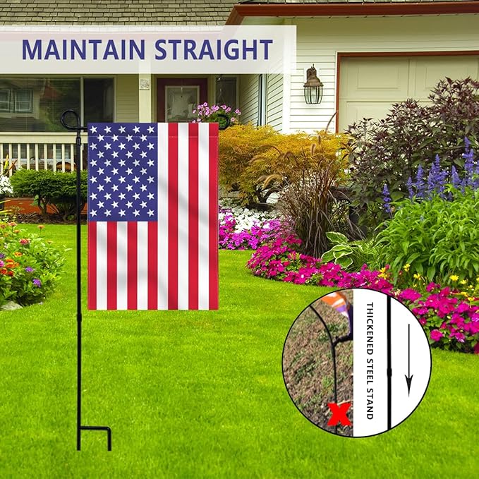 Garden Flag Stand Holder, Premium Yard Flag Holder Weather-Proof Metal Powder-Coated Flagpole for American Flag, Christmas Garden Flag, and Outdoor Garden Decor Decoration