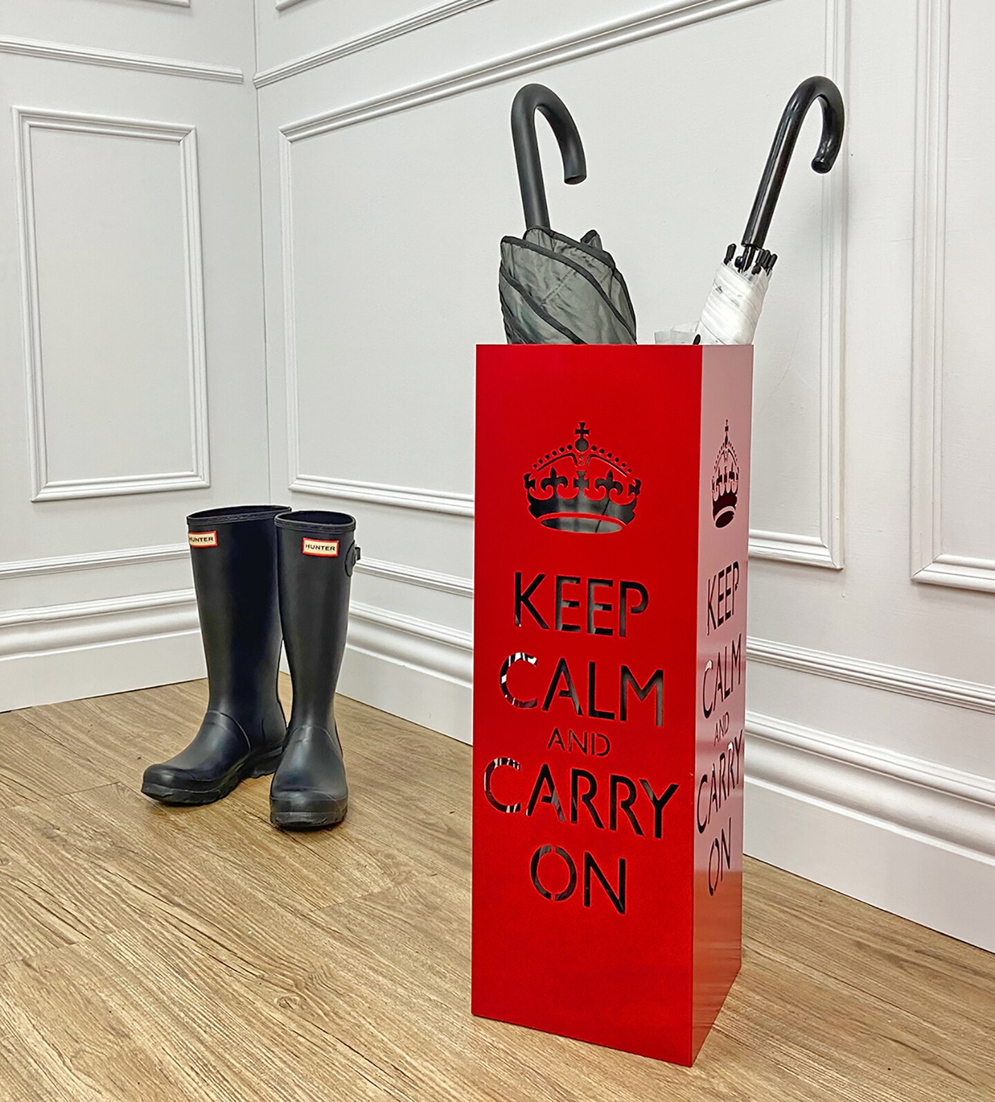 Mango Steam Keep Calm Red Umbrella Stand - for Entryway &#x26; Living Room