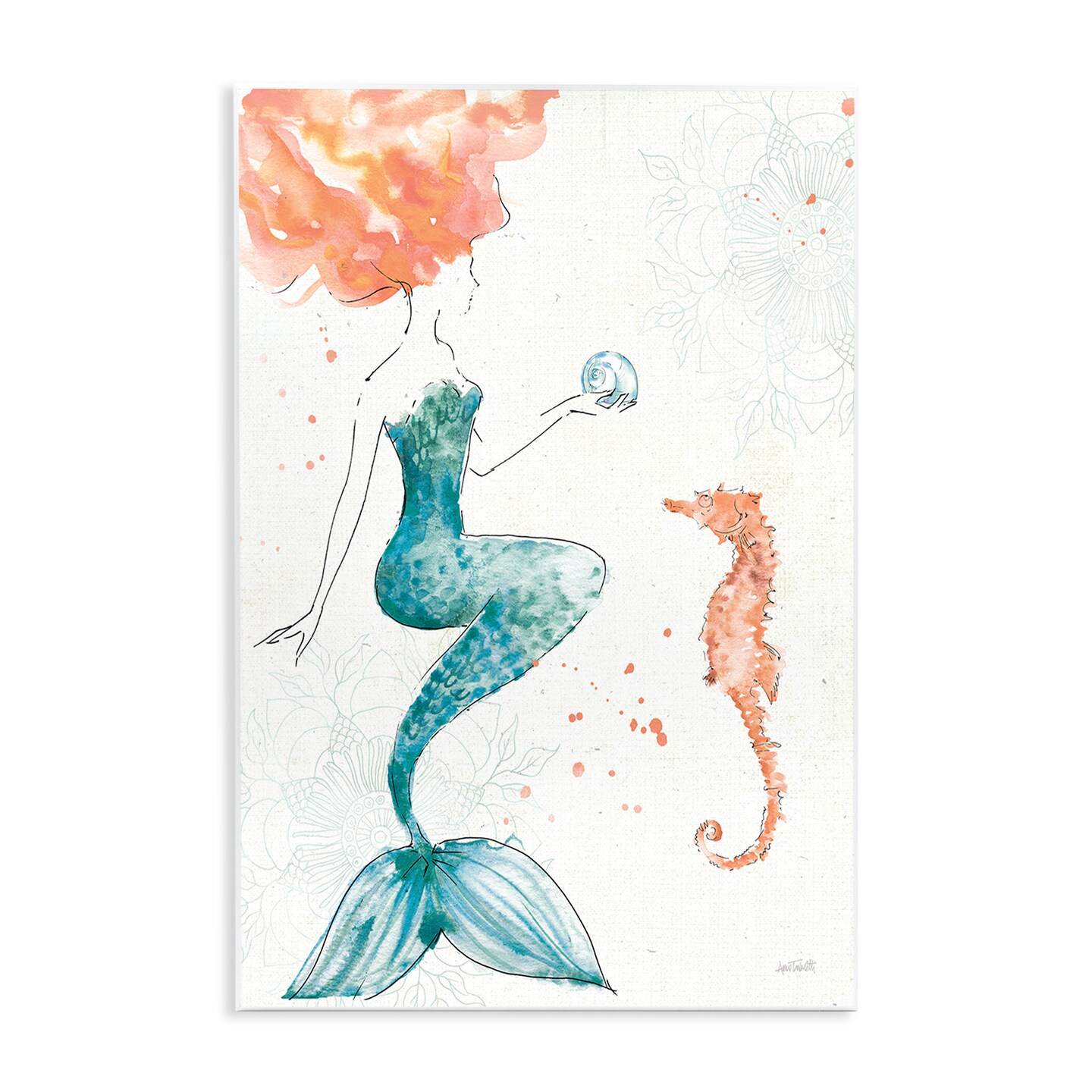 Stupell Industries Mermaid and Ocean Seahorse Wall Plaque Art