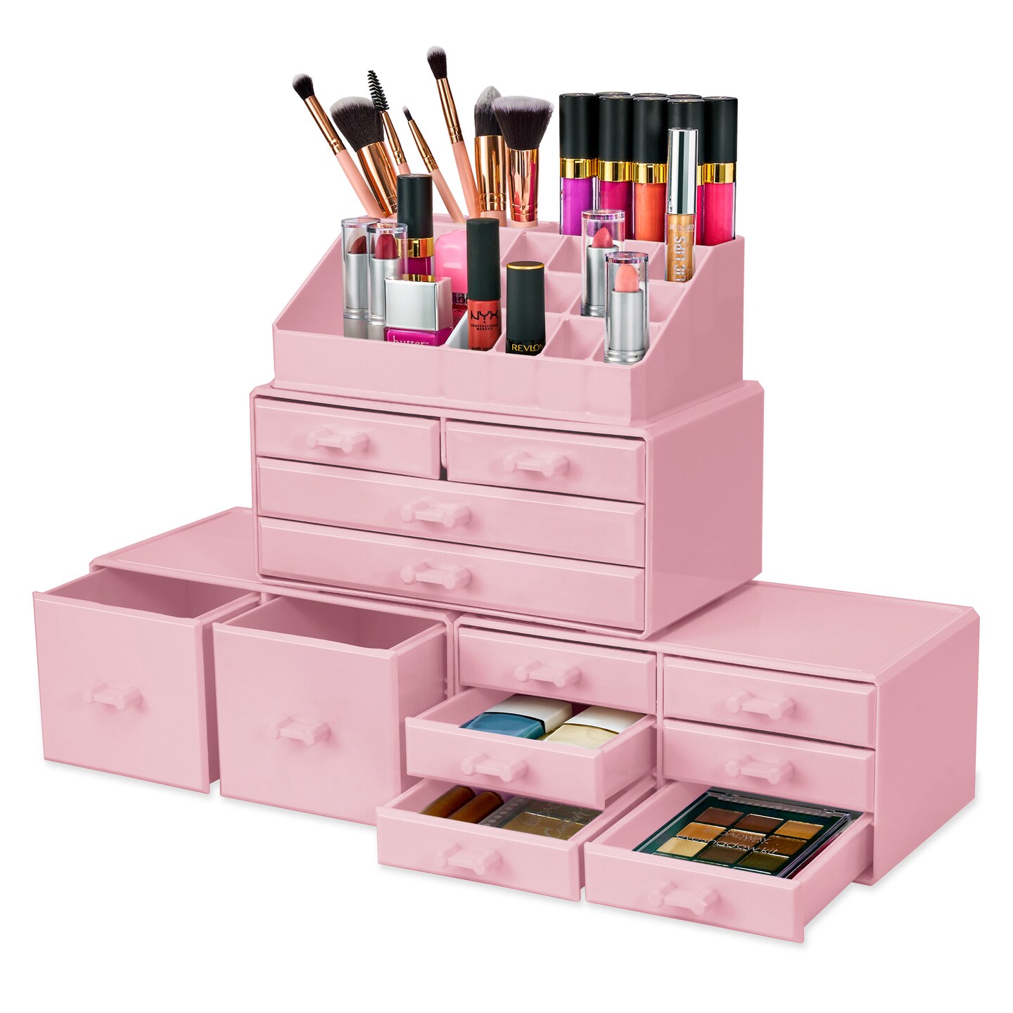 Sorbus Large Makeup Organizer - Stackable Jewelry, Cosmetics, and Skin Care Storage with 12 Drawers and Lipstick and Makeup Brush Holder