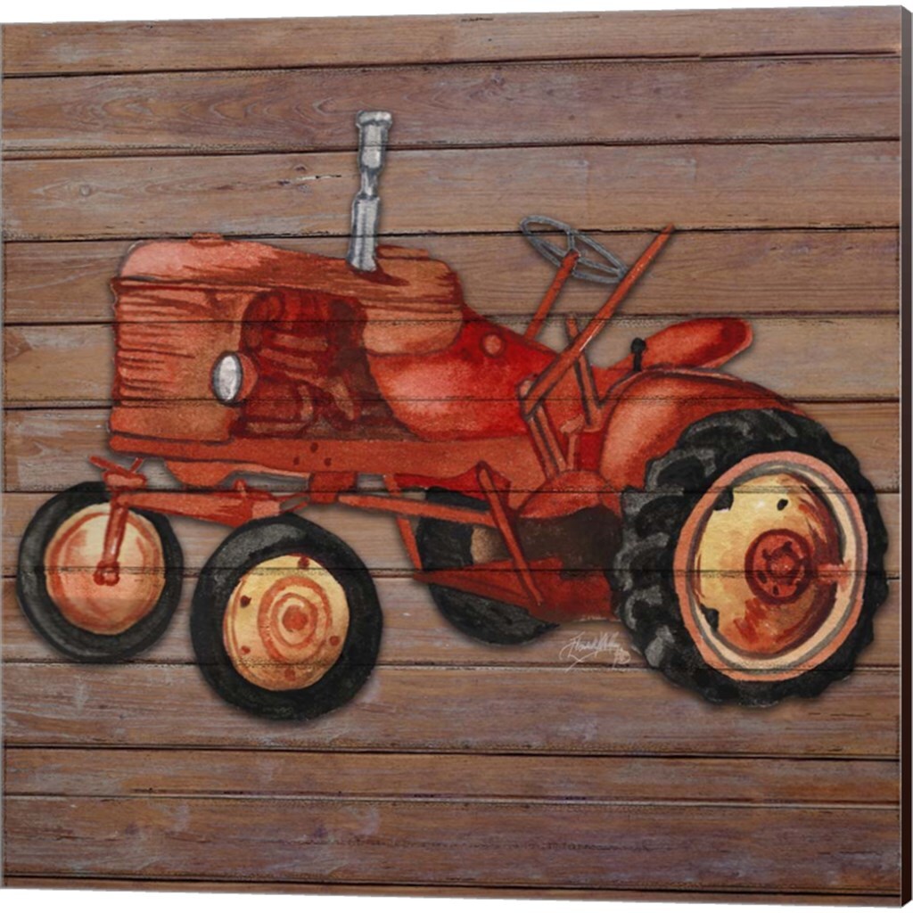 Tractor by Elizabeth Medley 14" x 14" Canvas Wall Art (Set of 2)