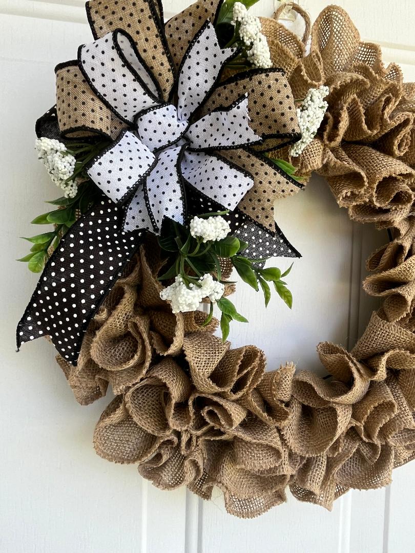 Holiday/Christmas Ruffled Burlap Wreath newest