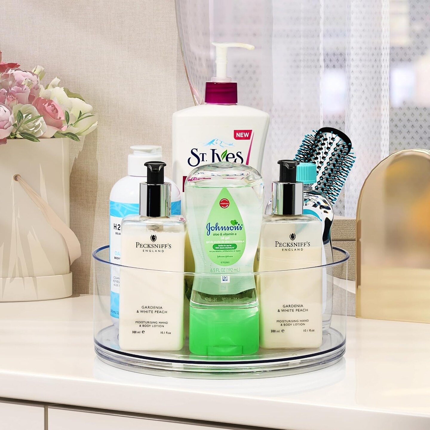 Sorbus Lazy Susan Organizer Set for Refrigerator Organizing | Rotating Lazy Susan Turntable, Includes 2 Flat & 1 Two-Tier