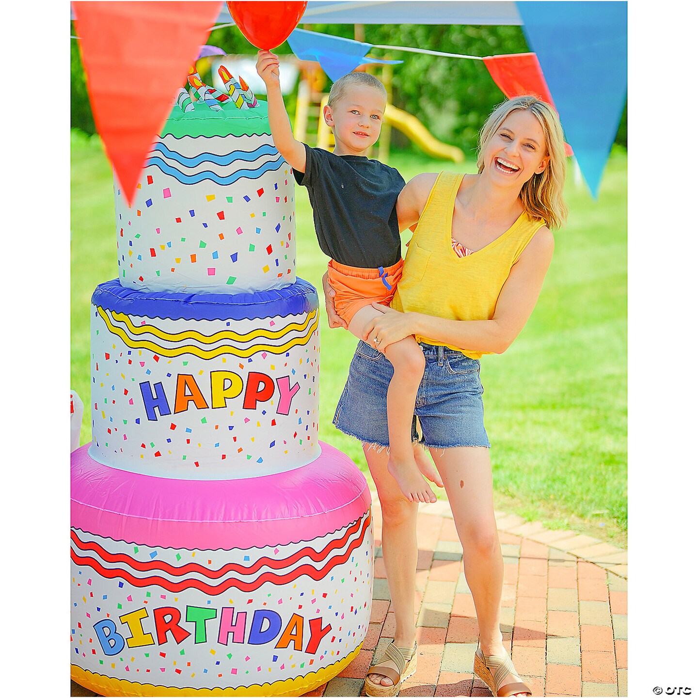 Jumbo Inflatable Vinyl Confetti Happy Birthday Cake 37" x 6 Ft