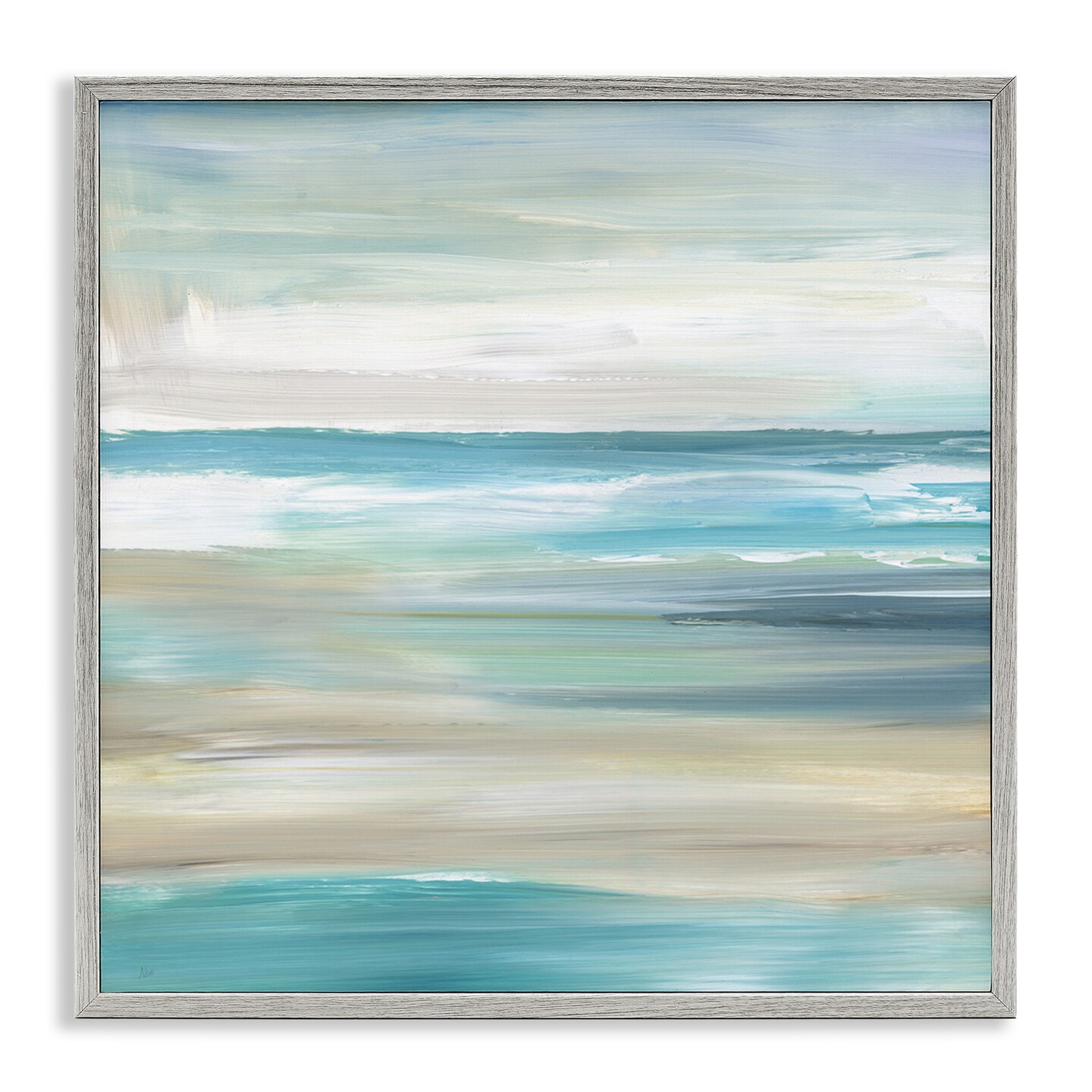 Stupell Industries Abstract Beach Sand Ocean Waves Framed Giclee Art