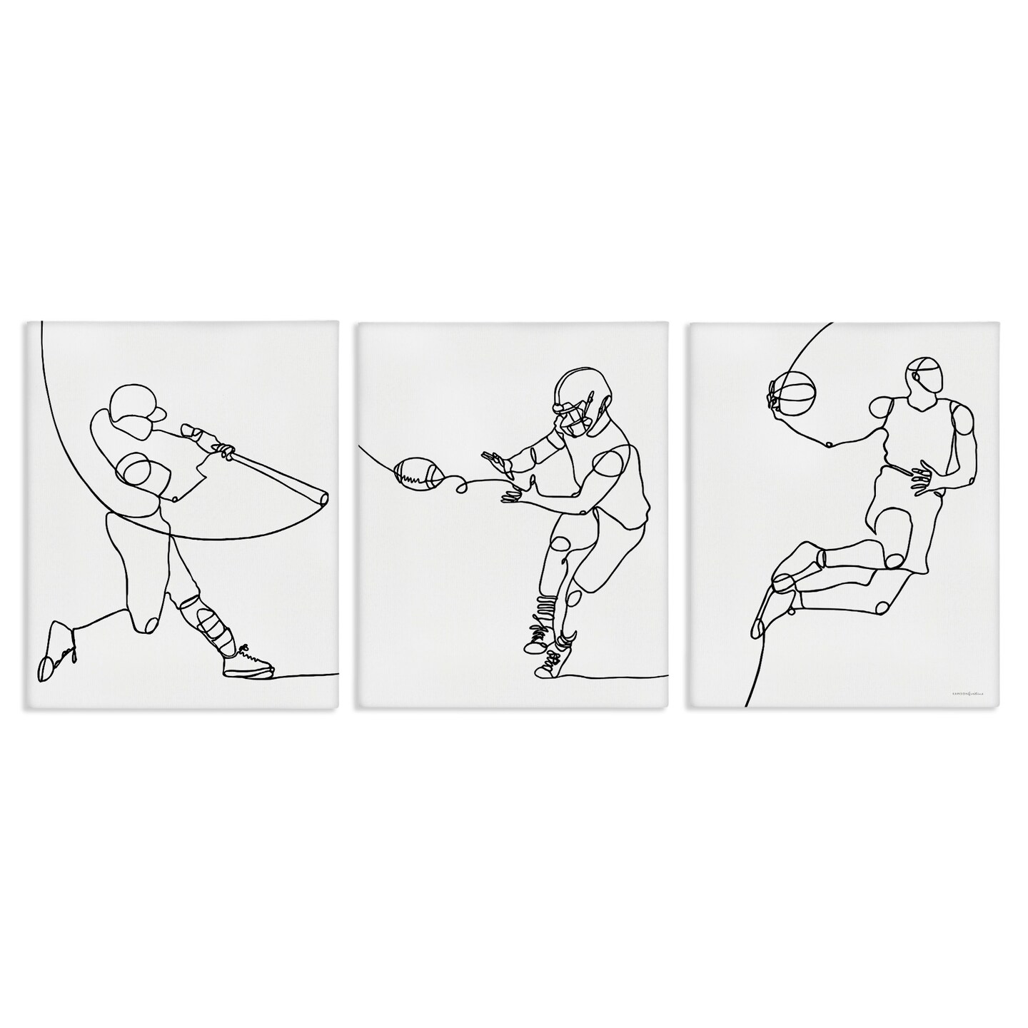 Stupell Industries Simple Line Doodle Playing Sports Canvas Wall Art