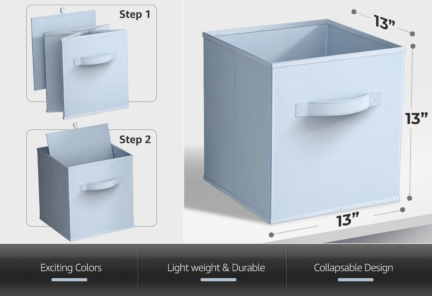Sorbus Fabric Storage Cubes, Large 13 Inch Pastel Storage Bins, Foldable Cube Baskets with Handle 1 Pc