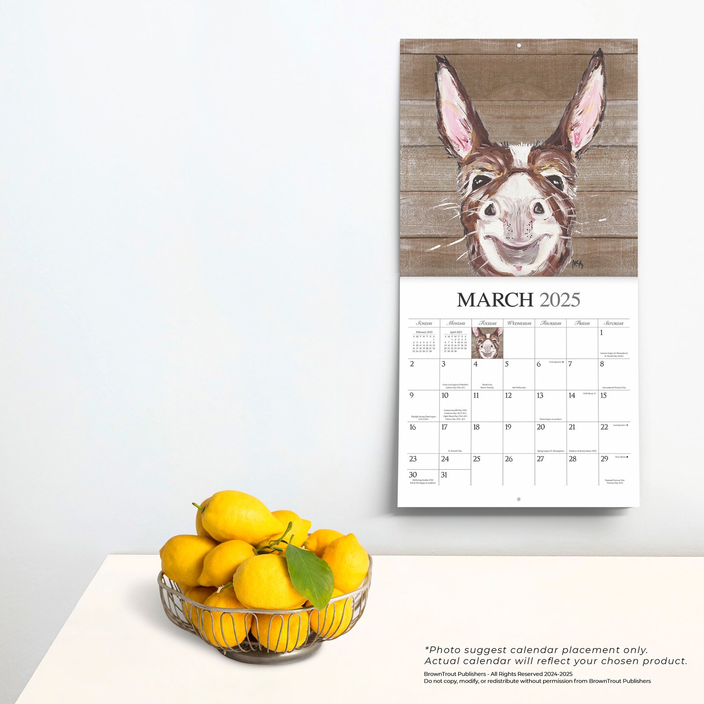 Barnyard Friends | 2025 12 x 24 Inch Monthly Square Wall Calendar | Featuring the Artwork of Molly Strong | Plastic-Free | Hopper Studios | Rural Country Art