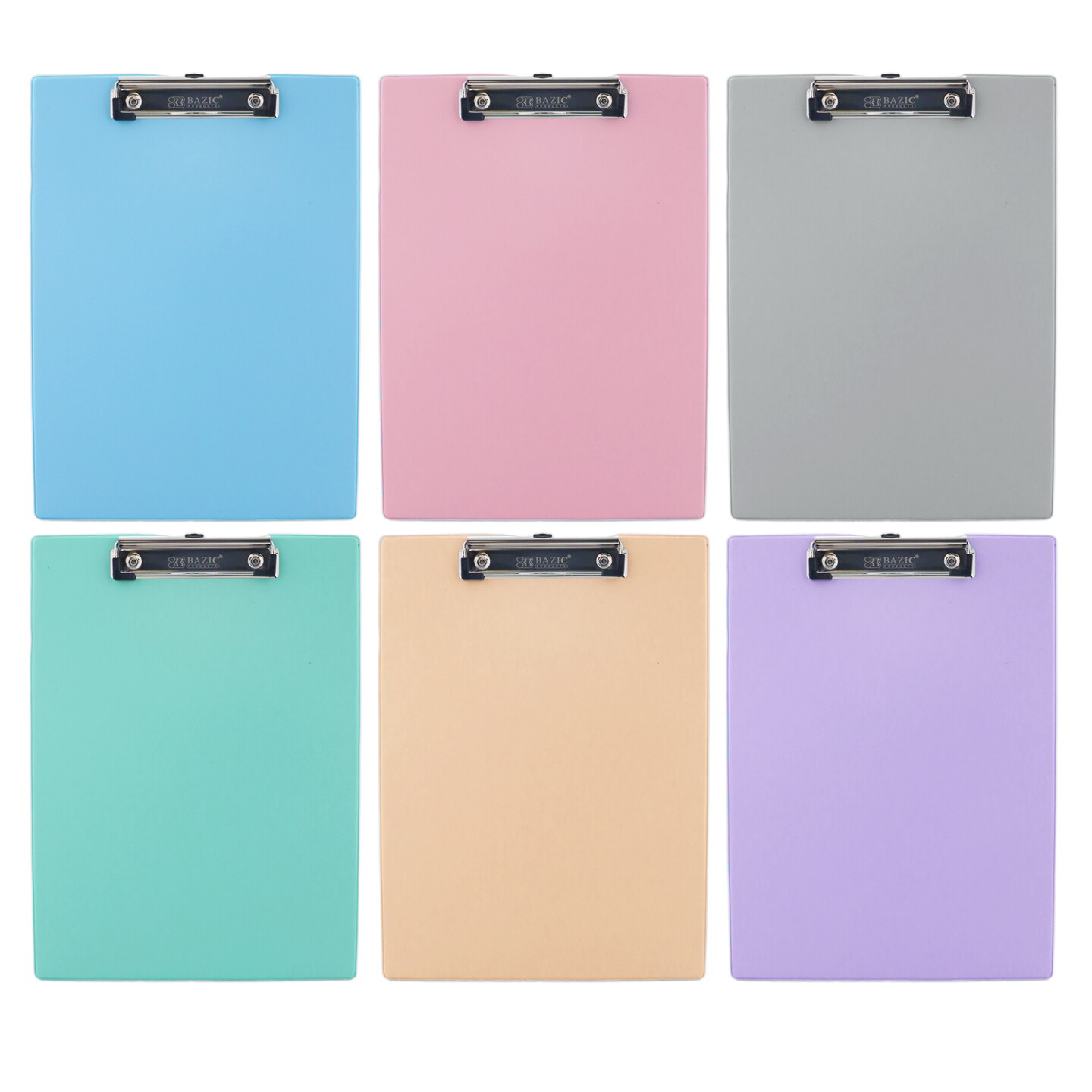 BAZIC PVC Standard Clipboard Pastel Color w/ Low Profile Clip