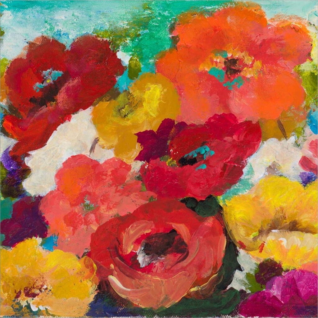 Cheerful Flowers Square by Patricia Pinto 24" x 24" Canvas Wall Art