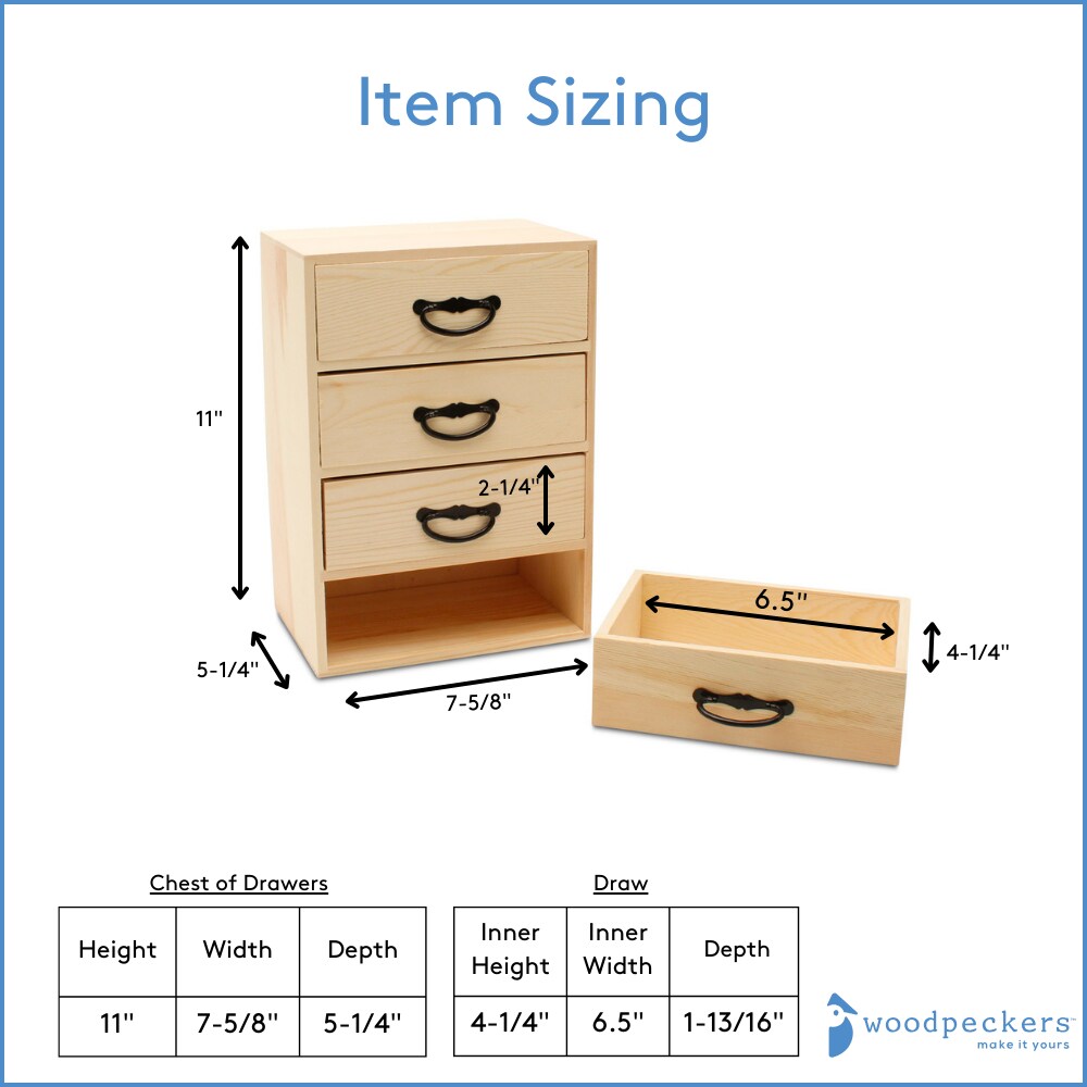 DIY Wood Desk Organizer with Drawers 11&#x22;, Craft Supplies/Jewelry | Woodpeckers