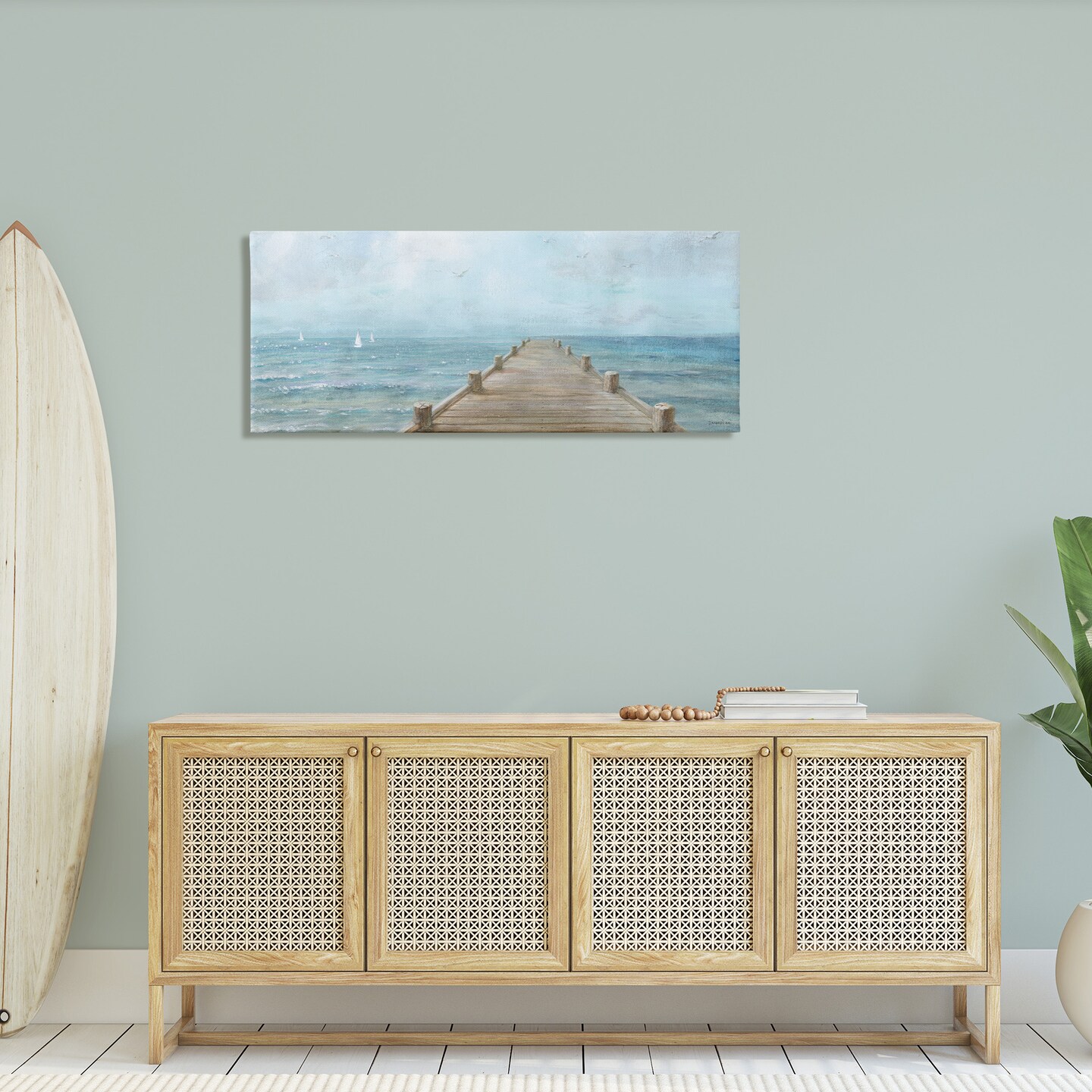 Stupell Industries Waterfront Pier Coastal Ocean View Canvas Wall Art
