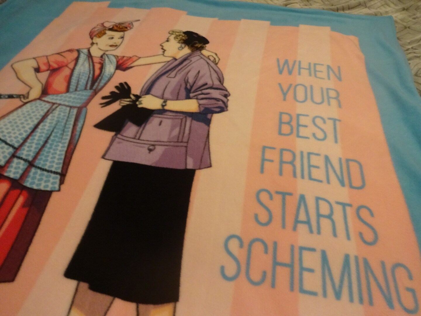 I LOVE LUCY Handmade Fleece Reversible LUCY and ETHEL Throw NEW