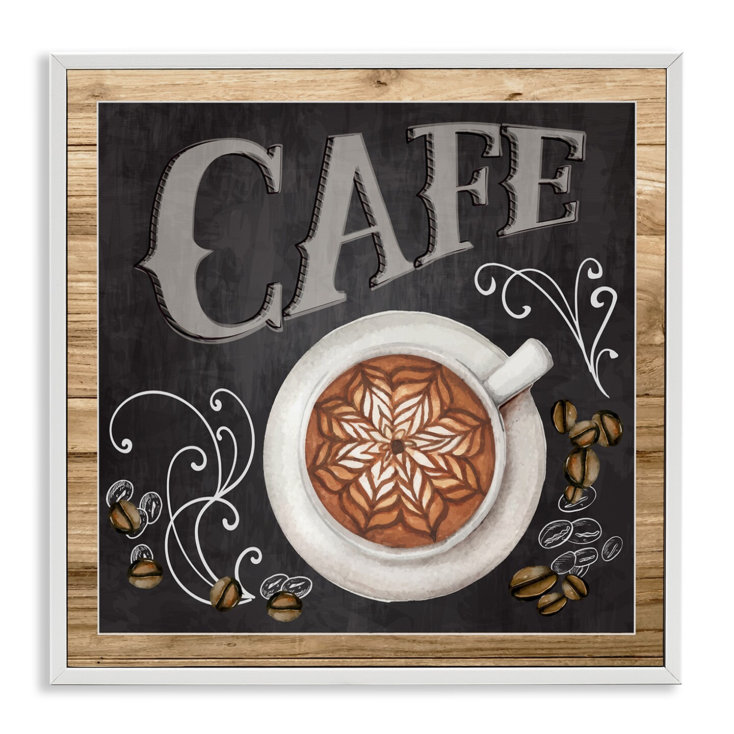 Stupell Industries Chalkboard Style Cafe Sign Framed Giclee Art