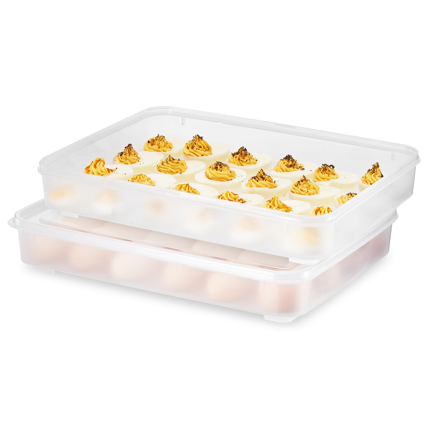 Sorbus Set of 2 Egg Containers with Lids - Clear Deviled Egg Carrier Tray - Stackable &#x26; Portable Dispenser (Holds 48-Egg)