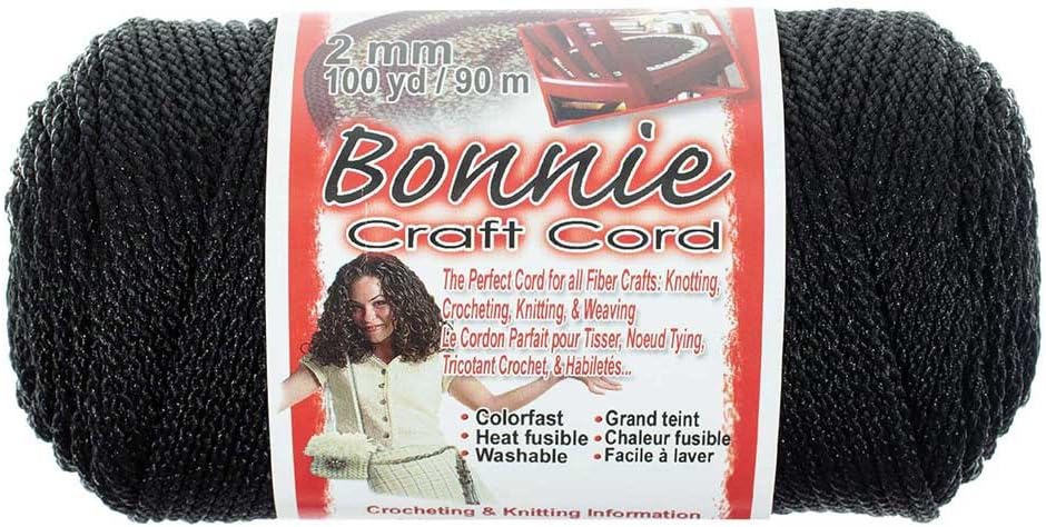 2mm Bonnie Crafting Cord For Macramé Knitting And Weaving Crafts 100 Yard Black