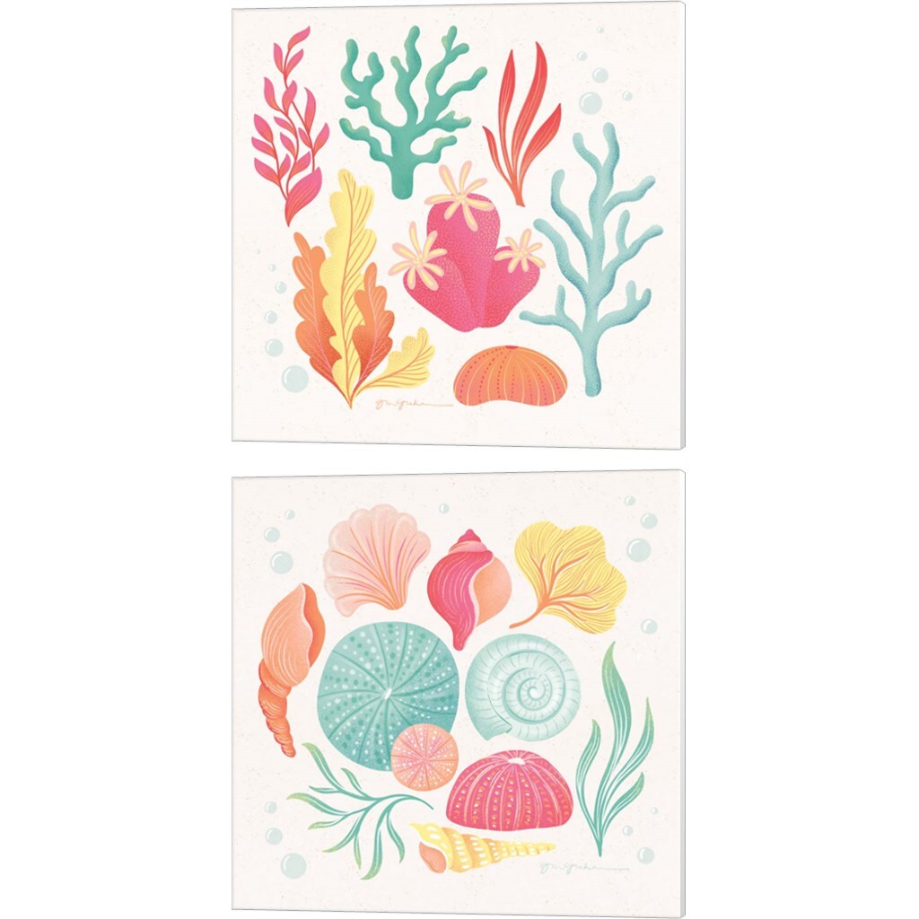 Under the Sea B by Gia Graham 14" x 14" Canvas Wall Art (Set of 2)