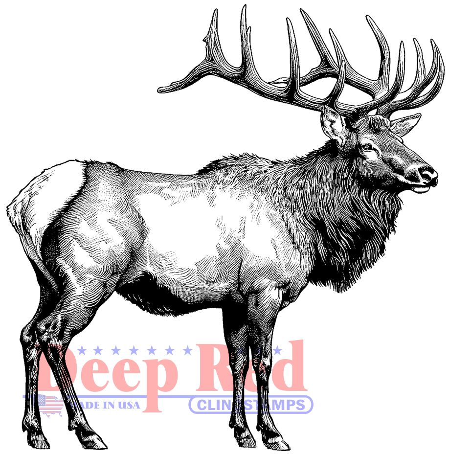 Deep Red Stamps Elk Rubber Cling Stamp